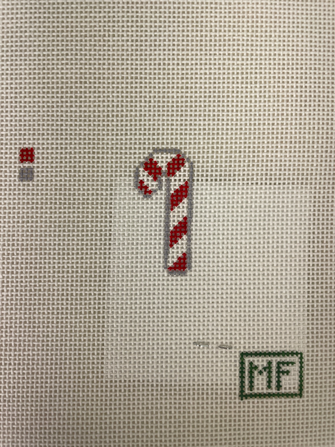 MF Needlepoint Candy Cane Mini Charm