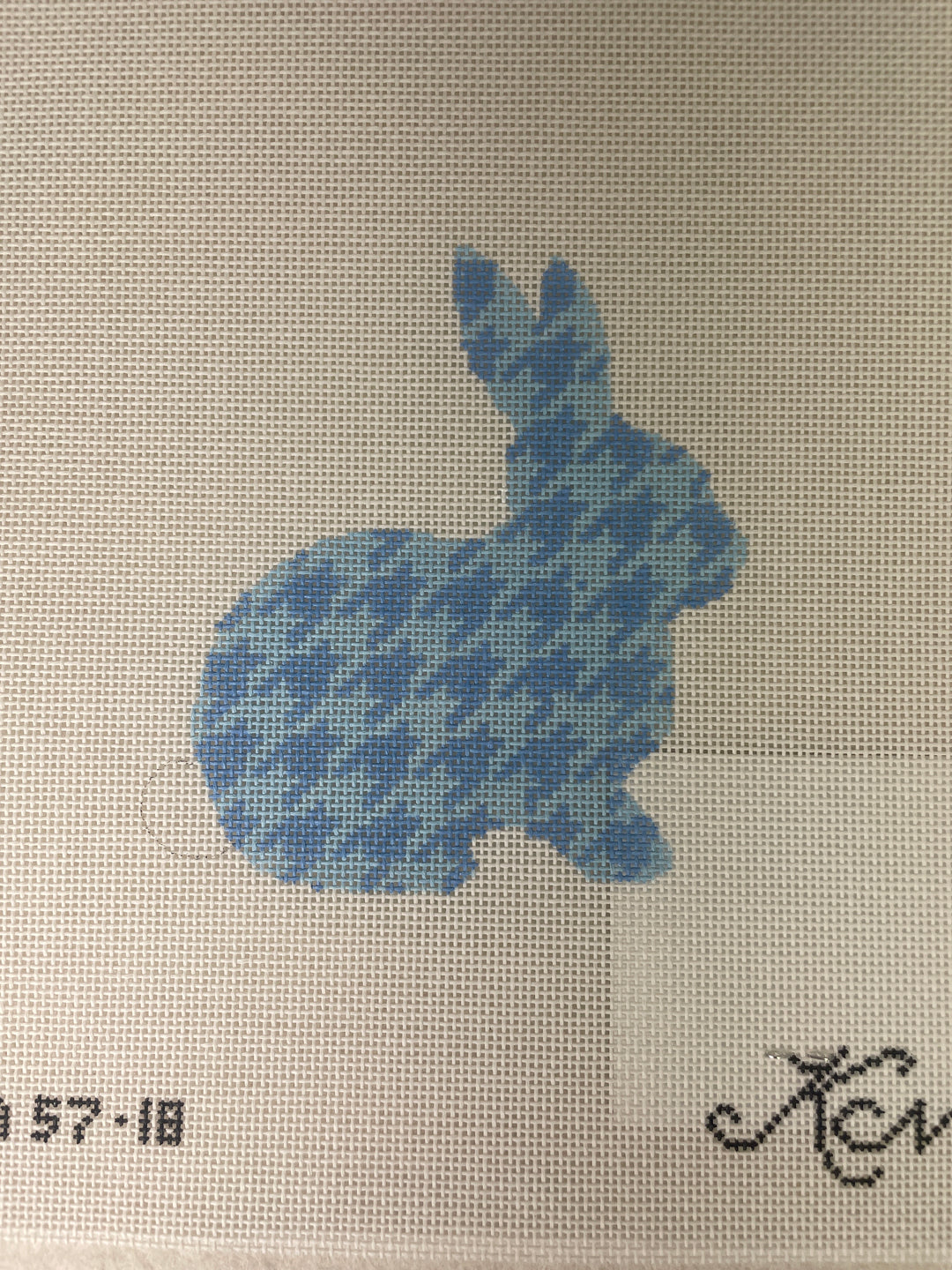 * Kelly Clark Needlepoint KEA57 Sky Blue Houndstooth Bunny