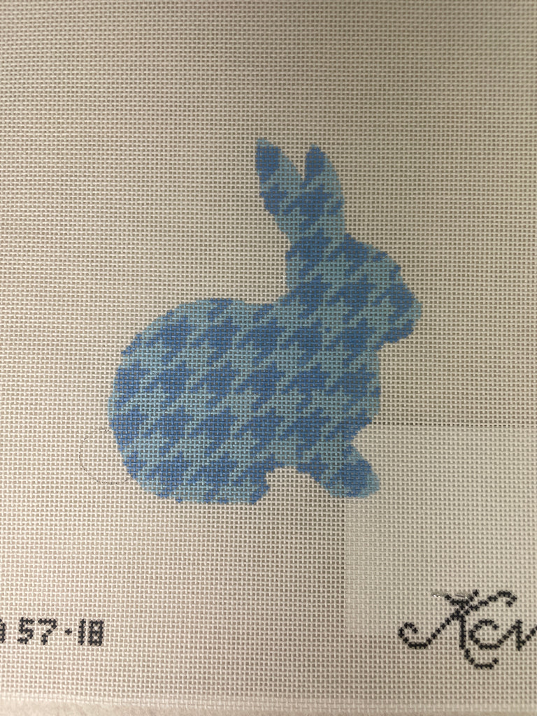 * Kelly Clark Needlepoint KEA57 Sky Blue Houndstooth Bunny