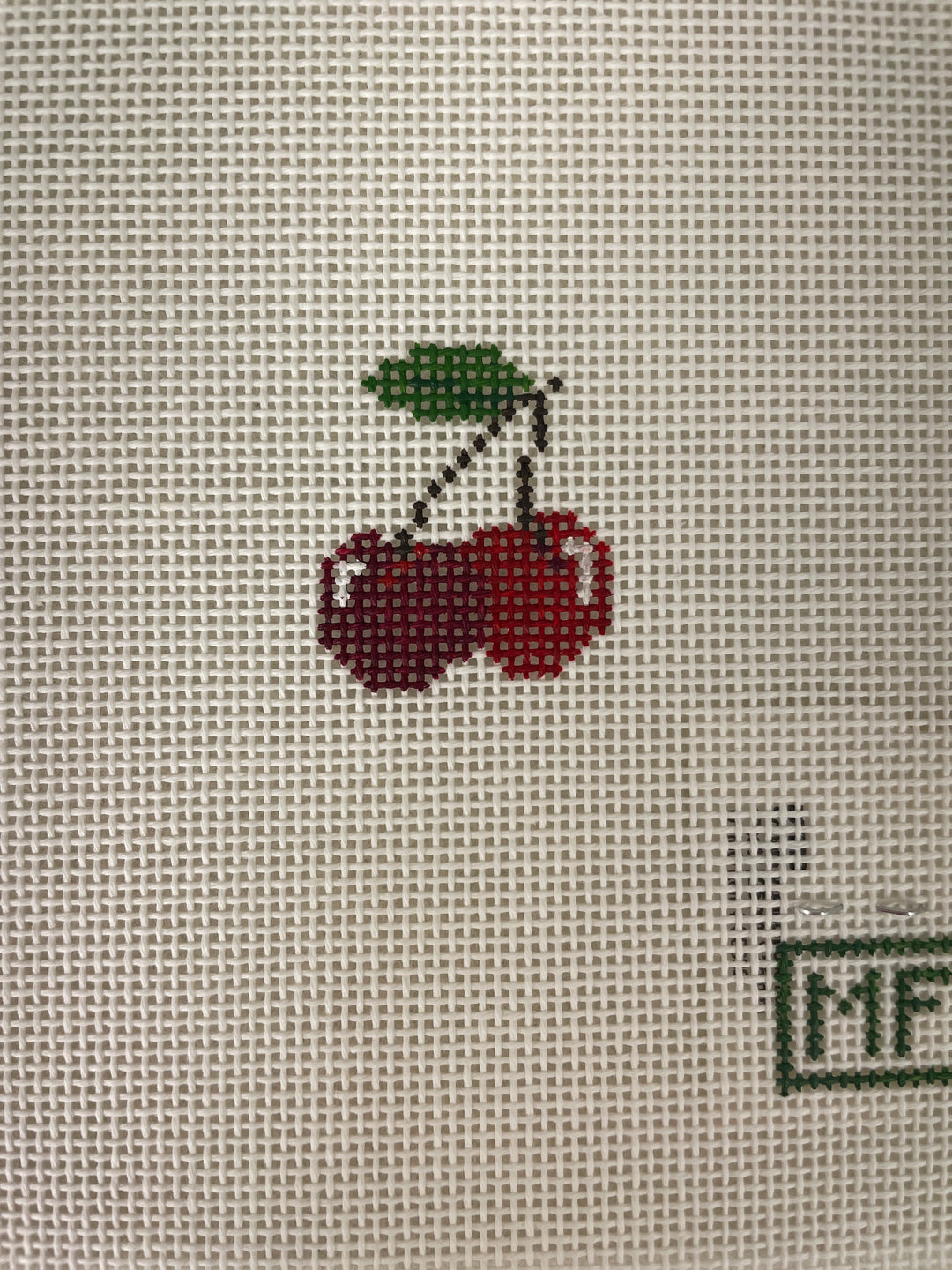 MF Needlepoint Cherries Mini Bag Charm