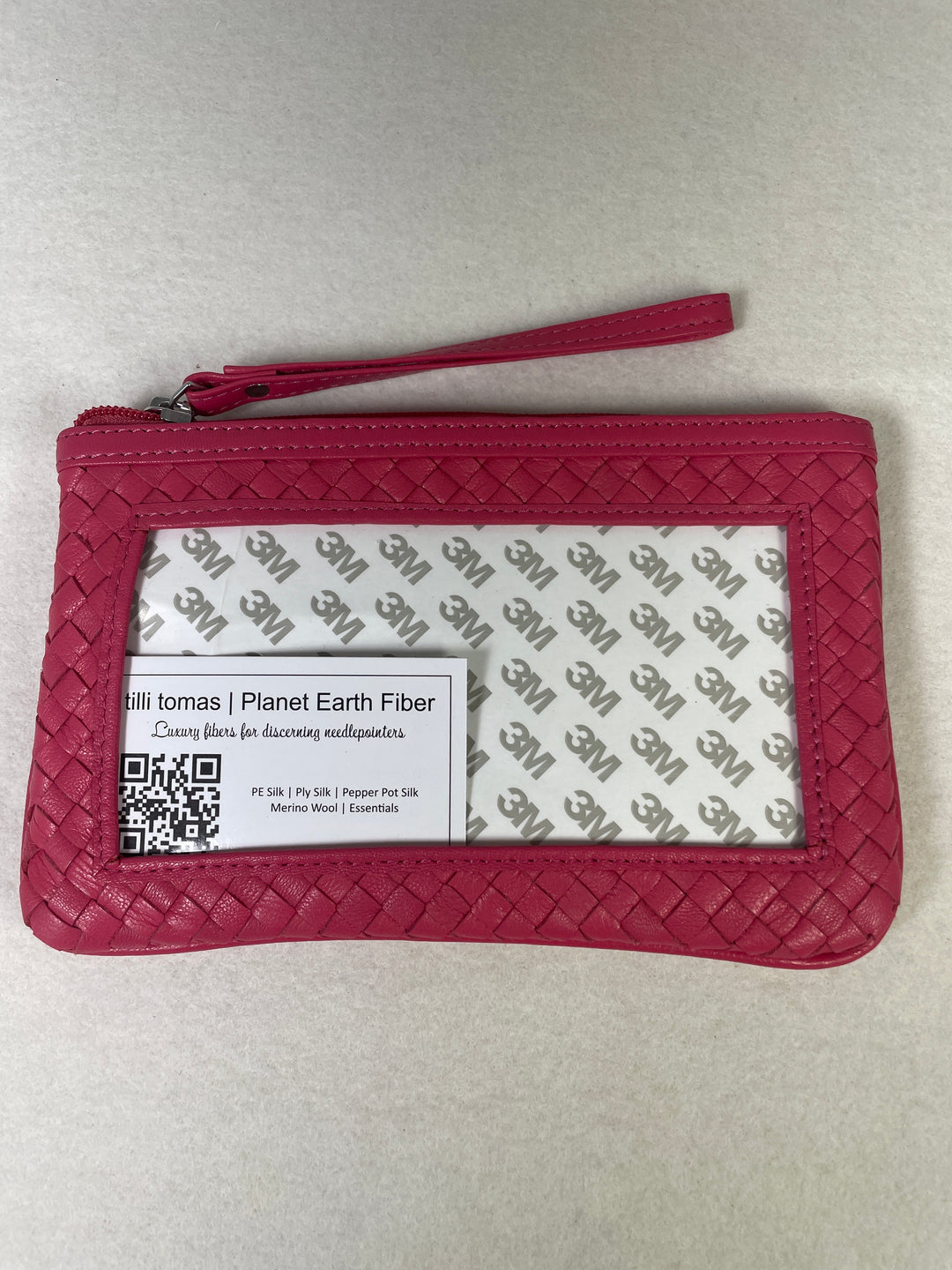 Planet Earth Leather Woven Leather Clutch 3 x 6 Insert- Hot Pink
