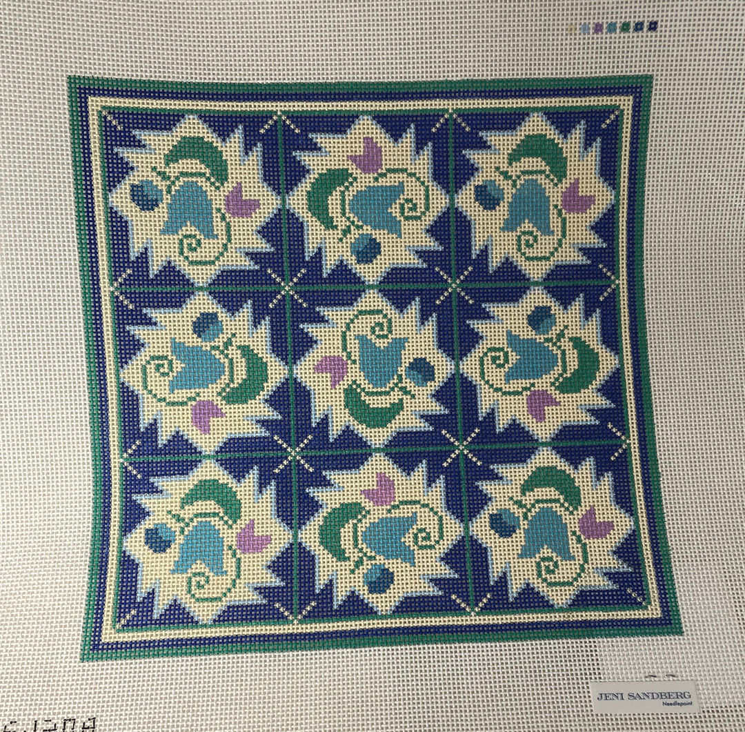 *SALE Jeni Sandberg Needlepoint JS120A Tulip Grid Pillow / Tray Canvas