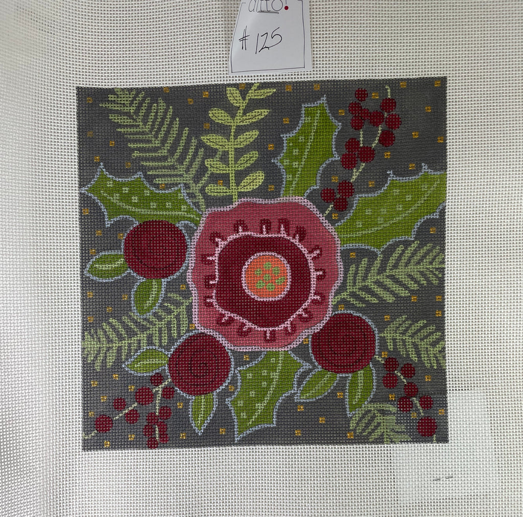 *Ditto Needlepoint Works #125 Red Flowers with Greenery