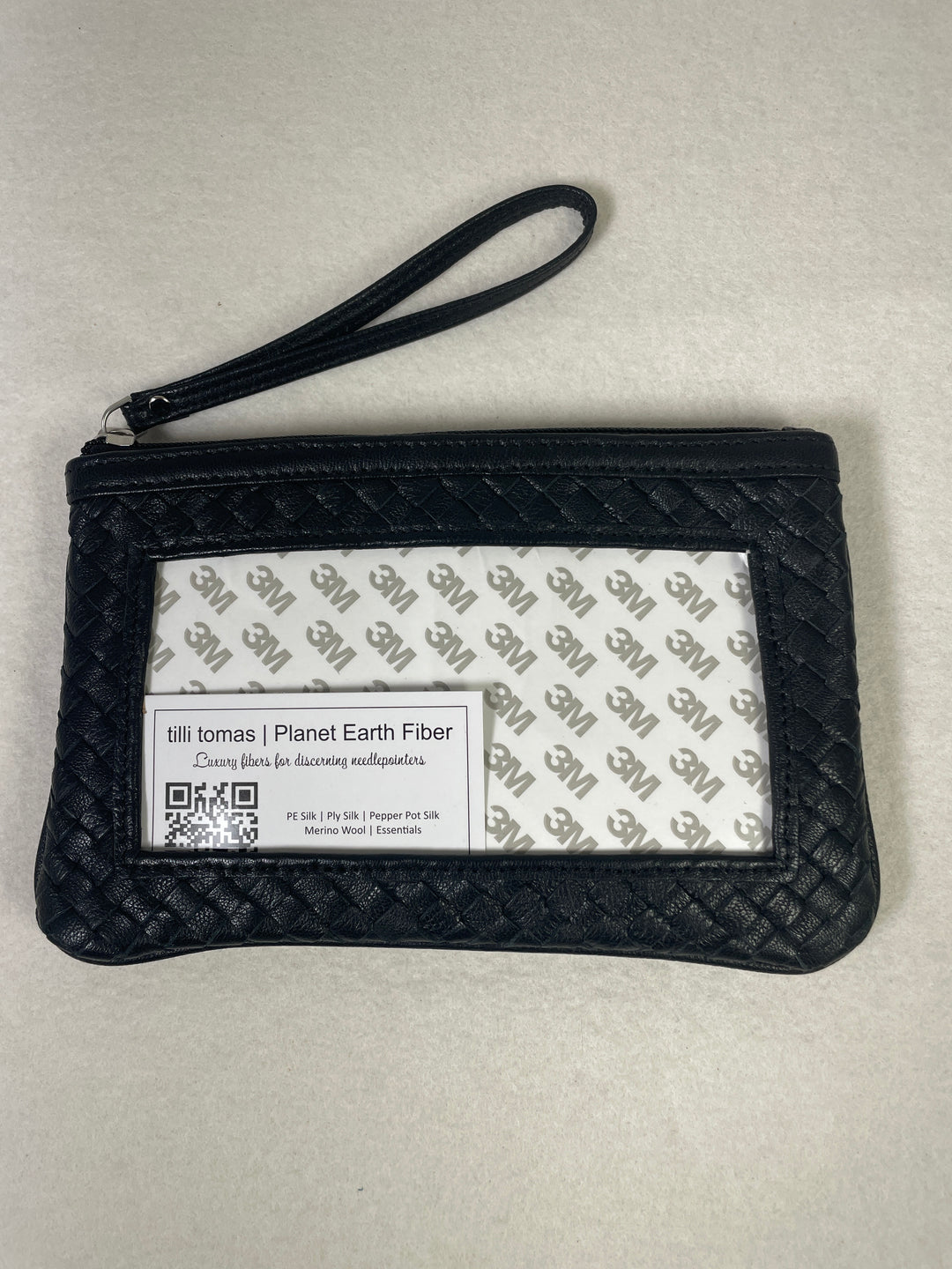 Planet Earth Leather Woven Leather Clutch 3 x 6 Insert- Black