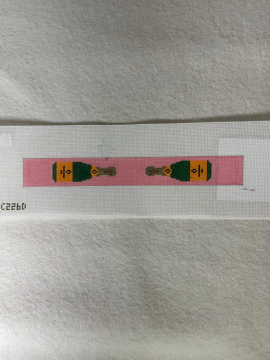 *Elm Tree Needlepoint Designs KC227D Champagne Bottle Key Chain- Pink Loop