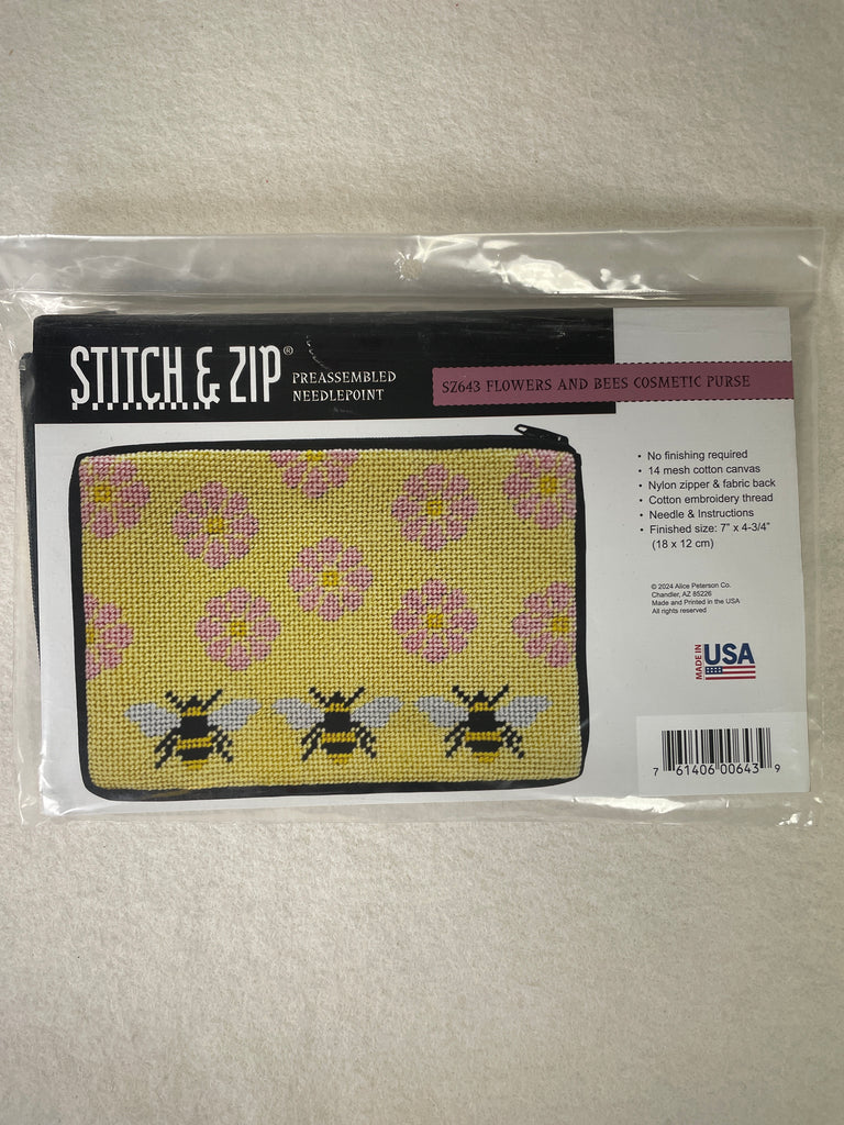 Alice Peterson Stitch and Zip SZ643 Flowers and Bees Cosmetic