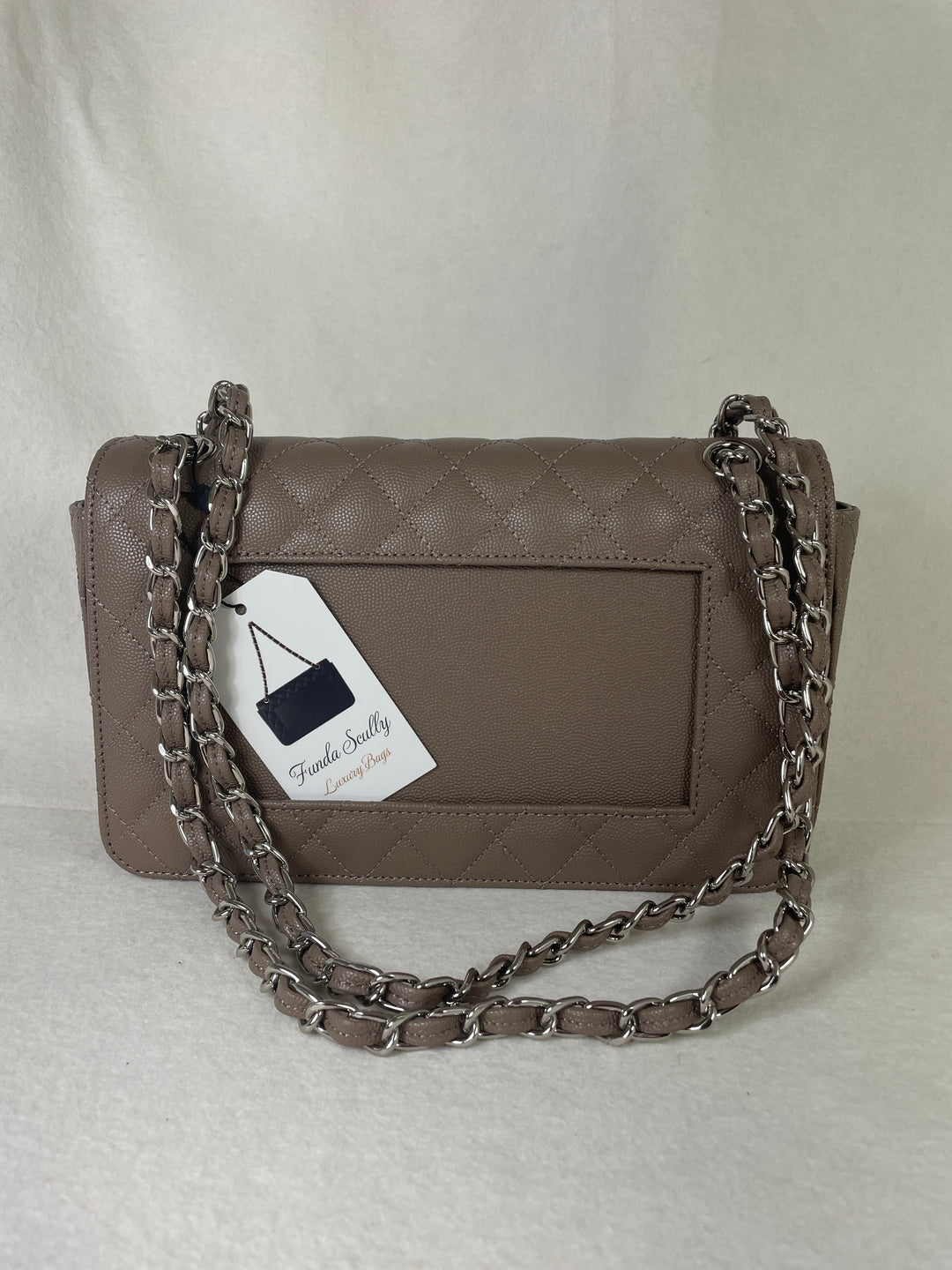 Funda Scully- The Efsun Luxury Leather Purse- Taupe with Silver Hardware