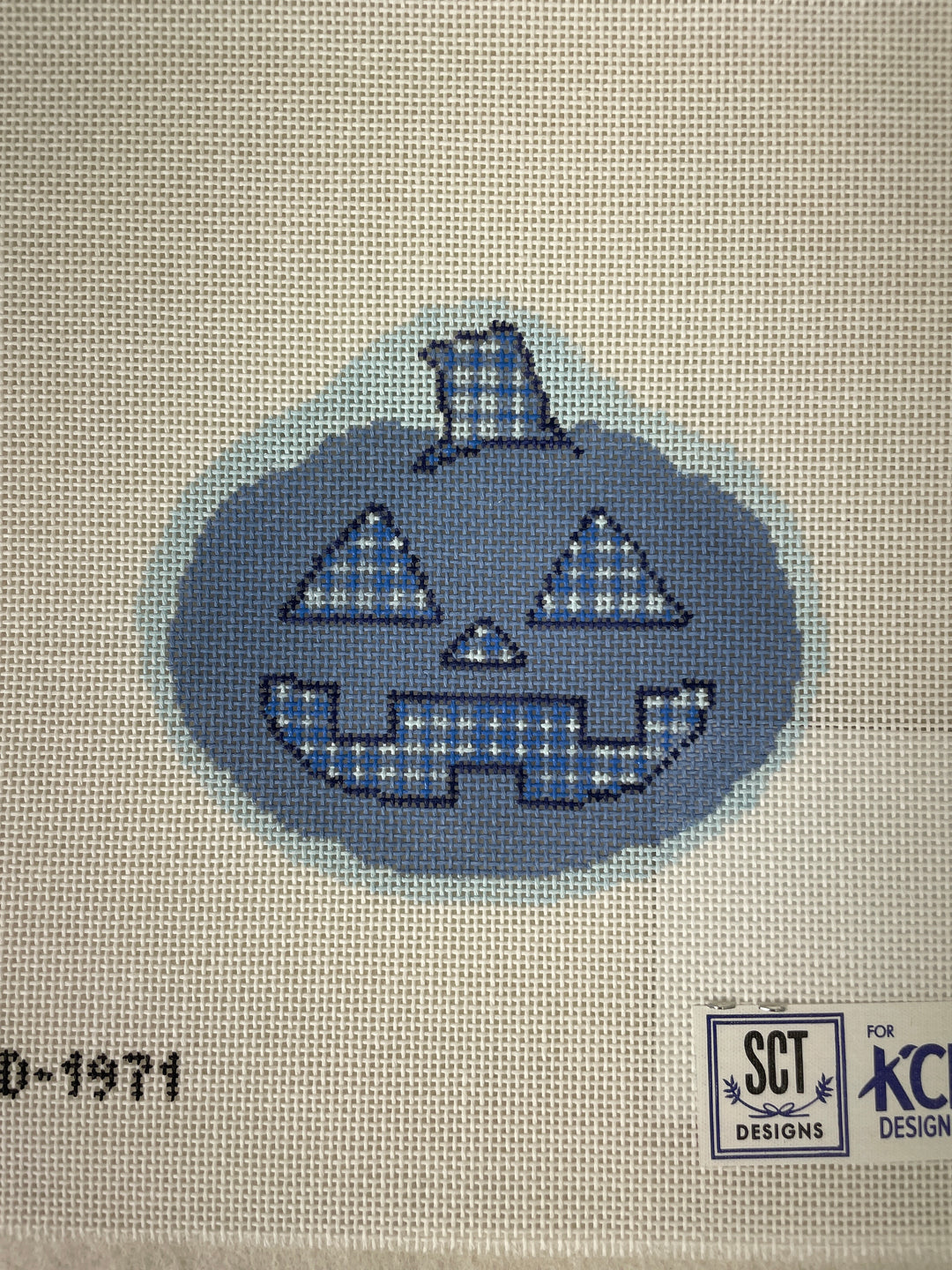 * SCT - KCD1971 Plaid Pumpkin Ornament- Blue