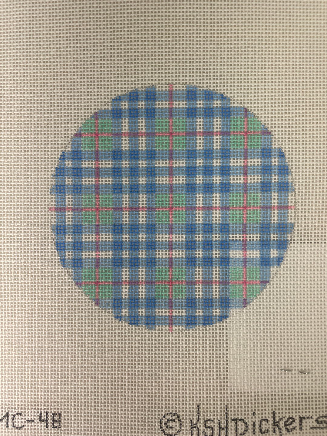 * Kate Dickerson INSMC48 Planet Earth Lee 4" Round- Madras Plaid, Turquois Blue and Pink (Copy)