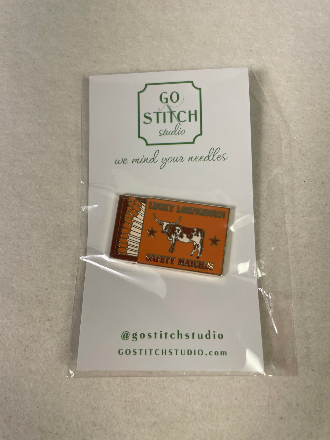 Go Stitch Studio Lucky Longhorn Matchbook Needle Minder