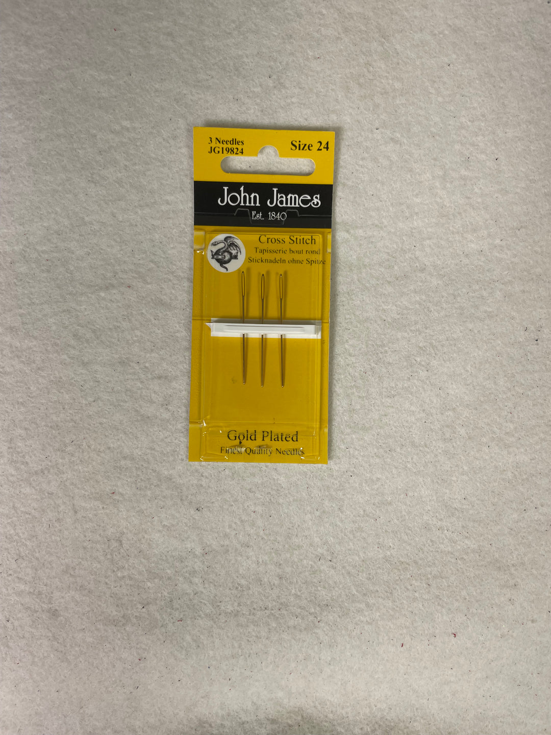 * John James Cross Stitch Gold Plated Needles- Size 24