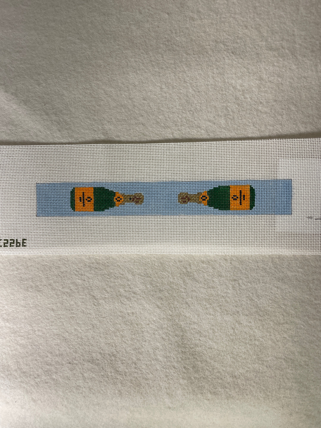 *Elm Tree Needlepoint Designs KC226E Champagne Bottle Key Chain- Blue Loop