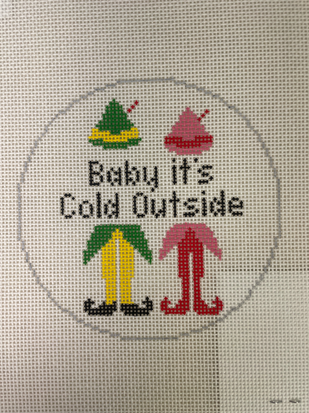 * Blue Waters Needlepoint / Needlepoint by Laura 2039 Elf- Baby it's Cold Outside