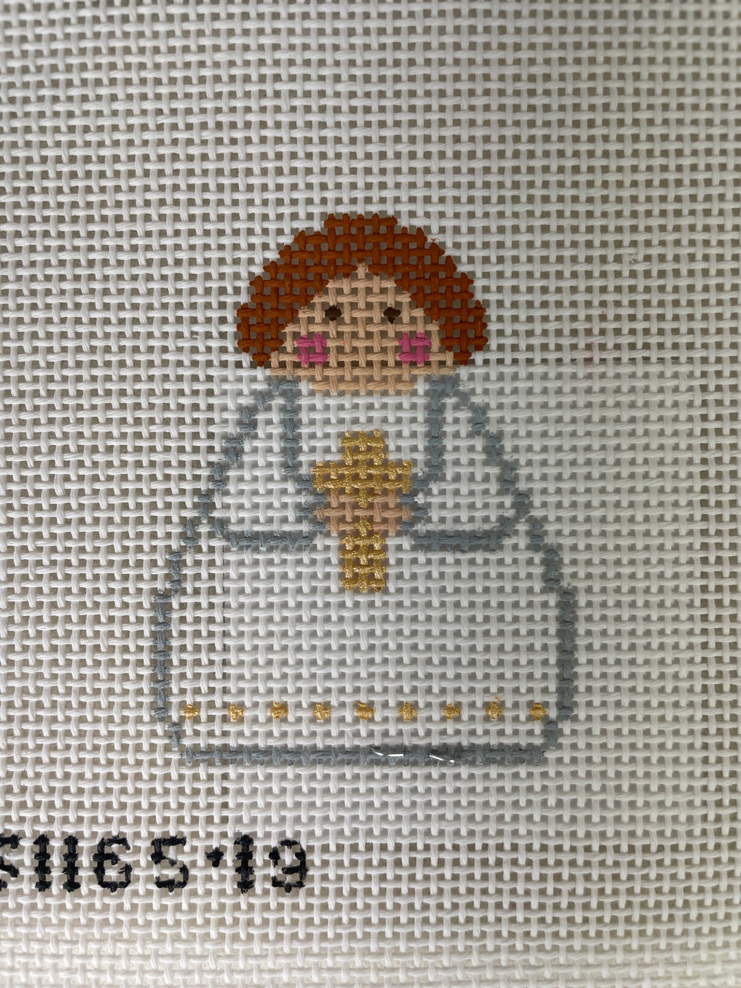 Stitch It's SI165-19 White Angel with Gold Cross