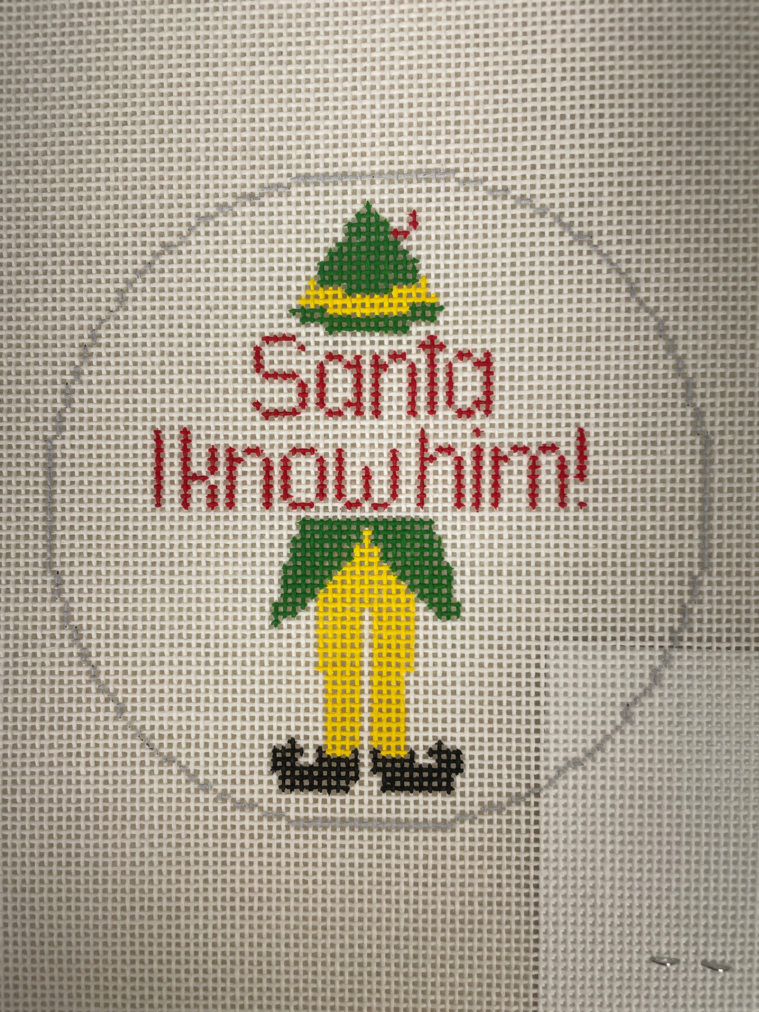 * Blue Waters Needlepoint / Needlepoint by Laura 2046 Elf- Santa I Know Him