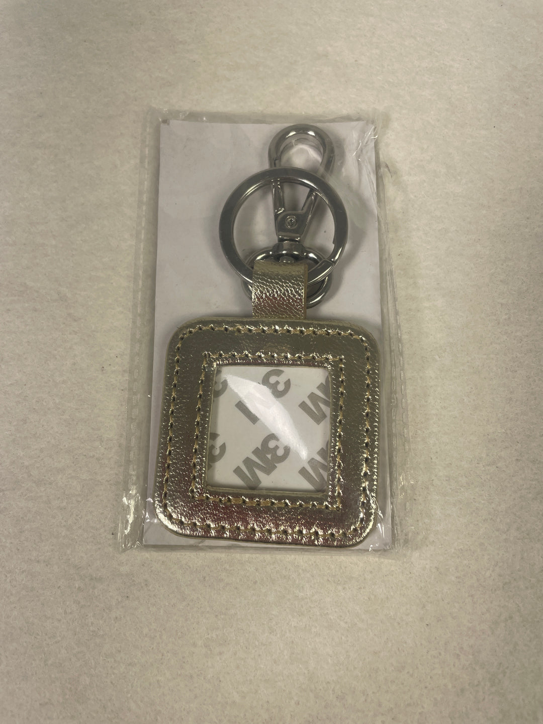 * Blue Waters Needlepoint Leather Key Fob- Gold Metallic with Silver Hardware
