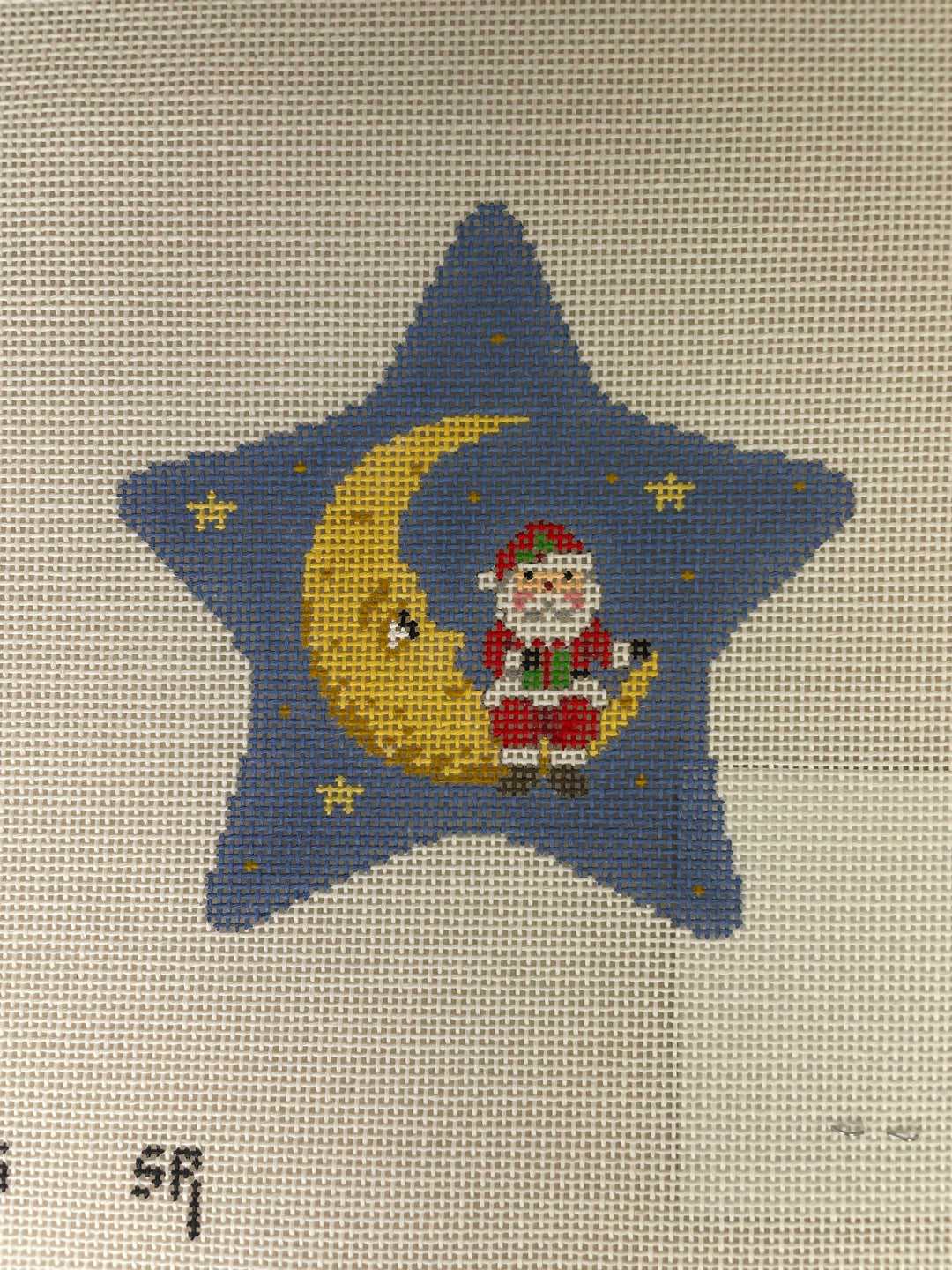 * Susan Roberts Needlepoint 5756 Star, Santa Sitting on the Moon