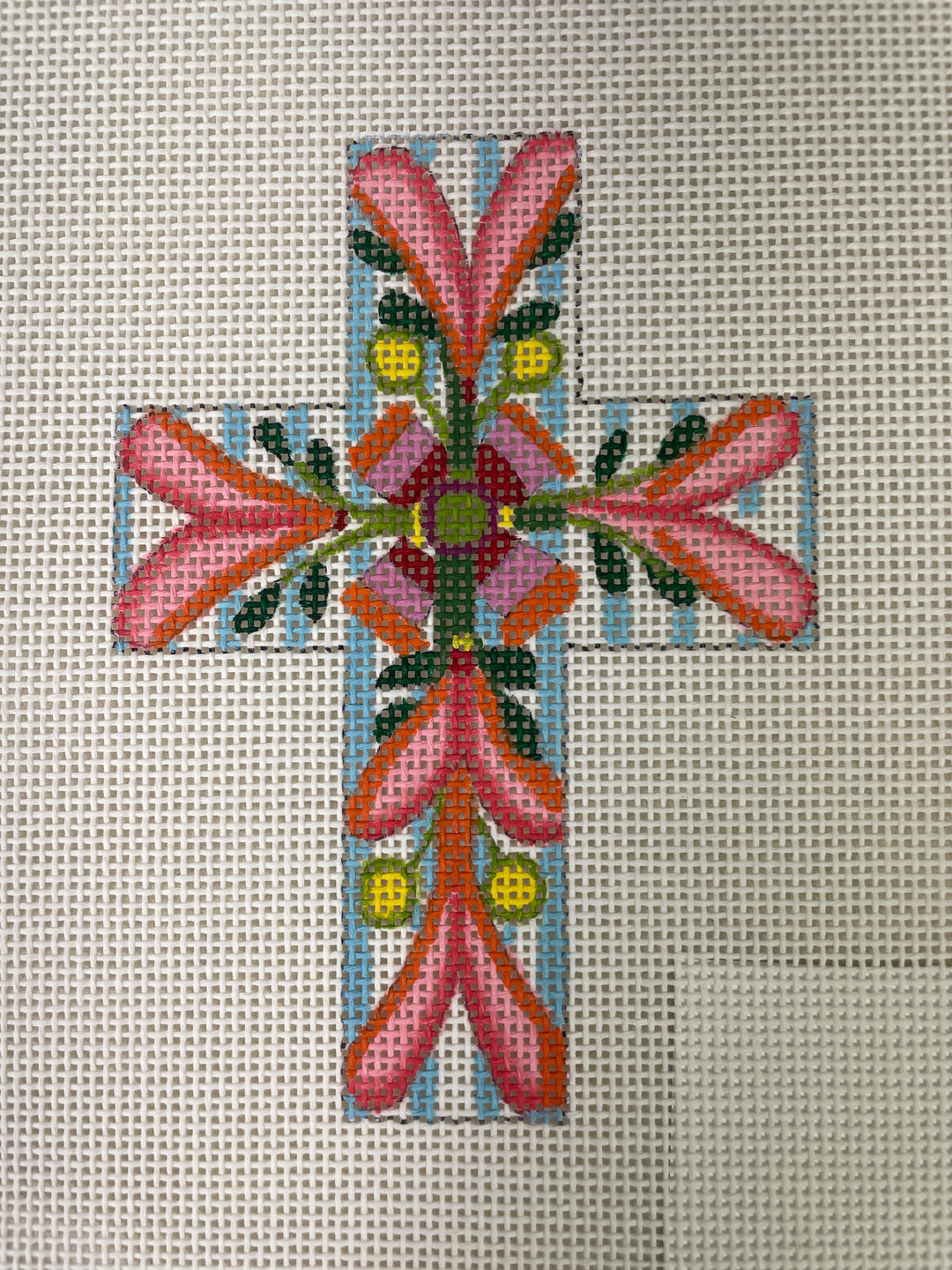 * Ann Wheat Pace 106A Orange Floral Cross