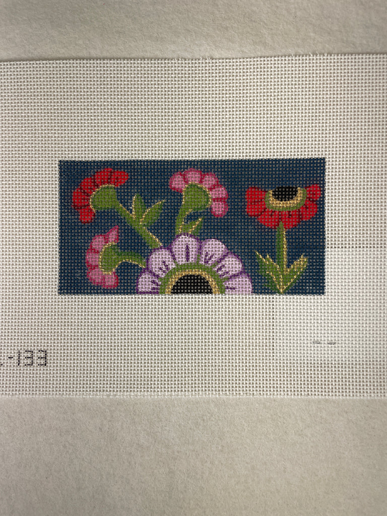 Alice Peterson CL133 Tri-Colored Flowers on Navy
