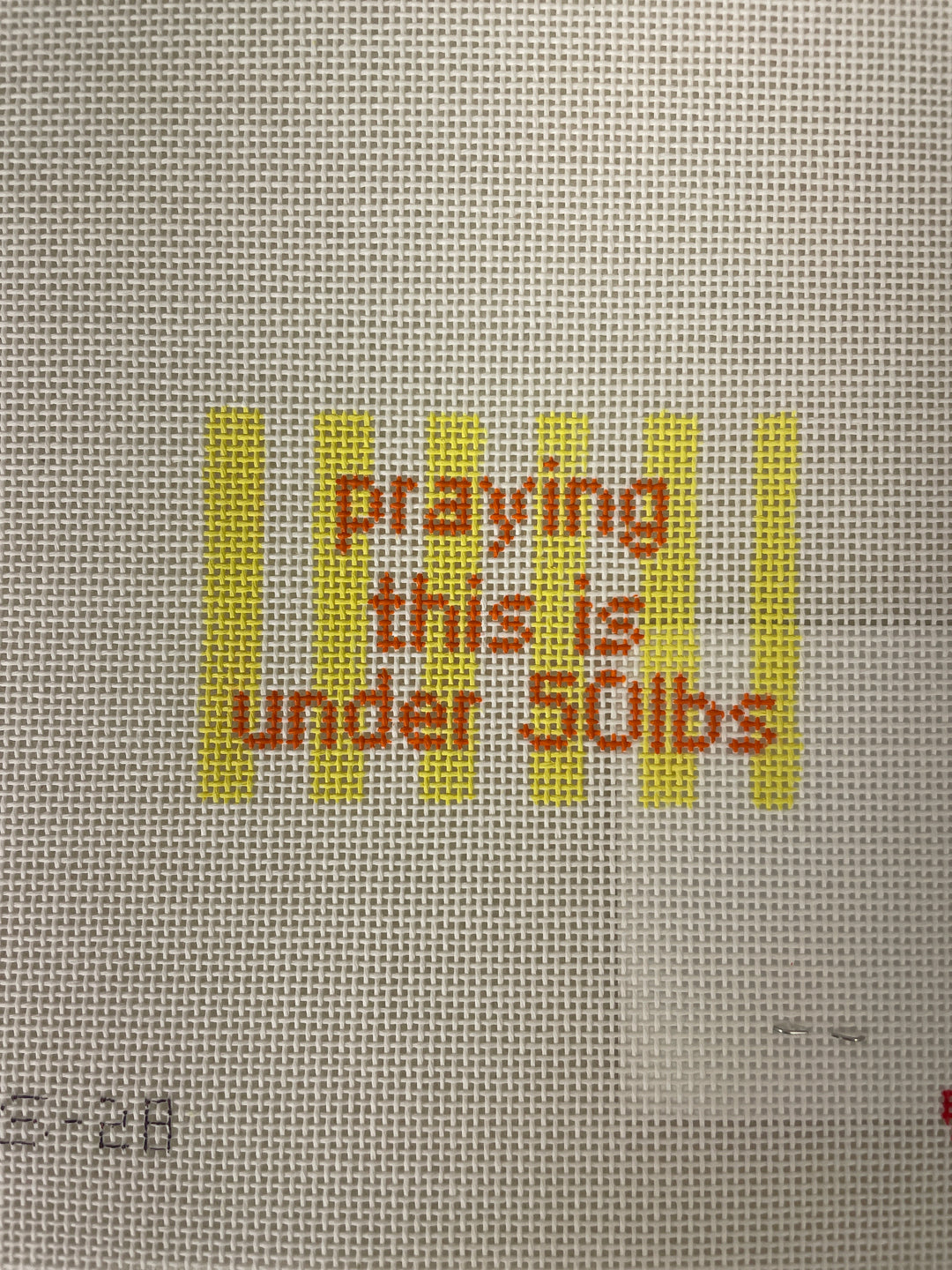 * What's the Stitch Needlepoint / Praying this is under 50lbs Luggage Tag