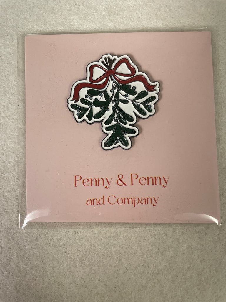 *Penny and Penny Red Bow Mistletoe Needleminder