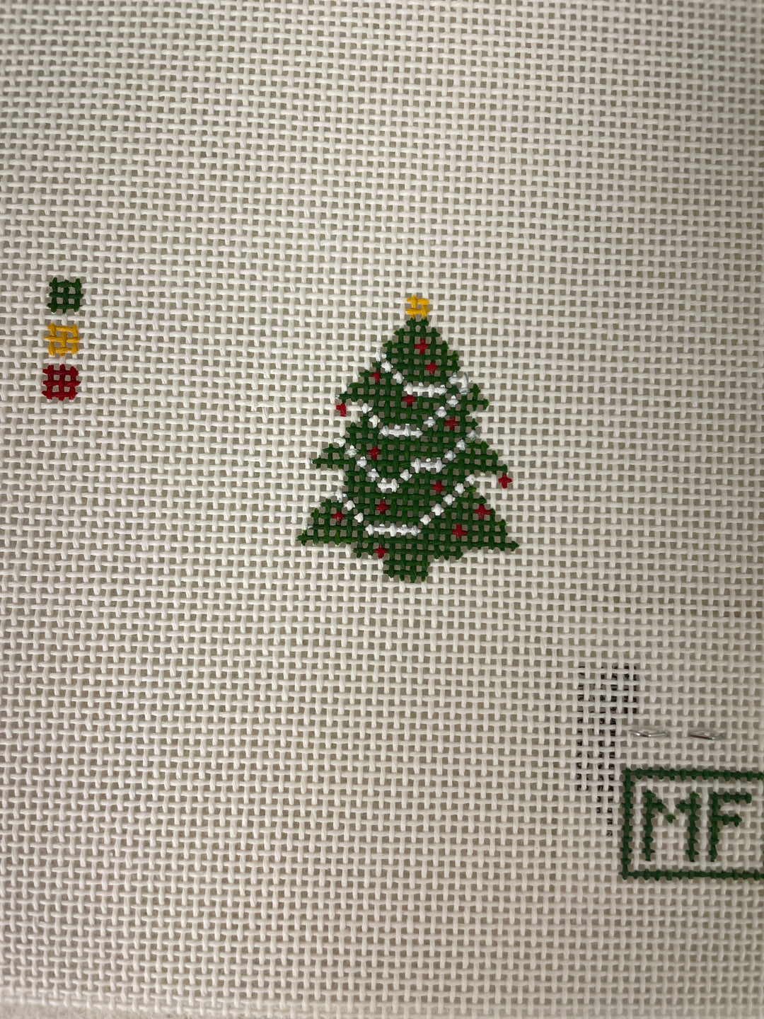 MF Needlepoint Green Christmas Tree Mini Bag Charm