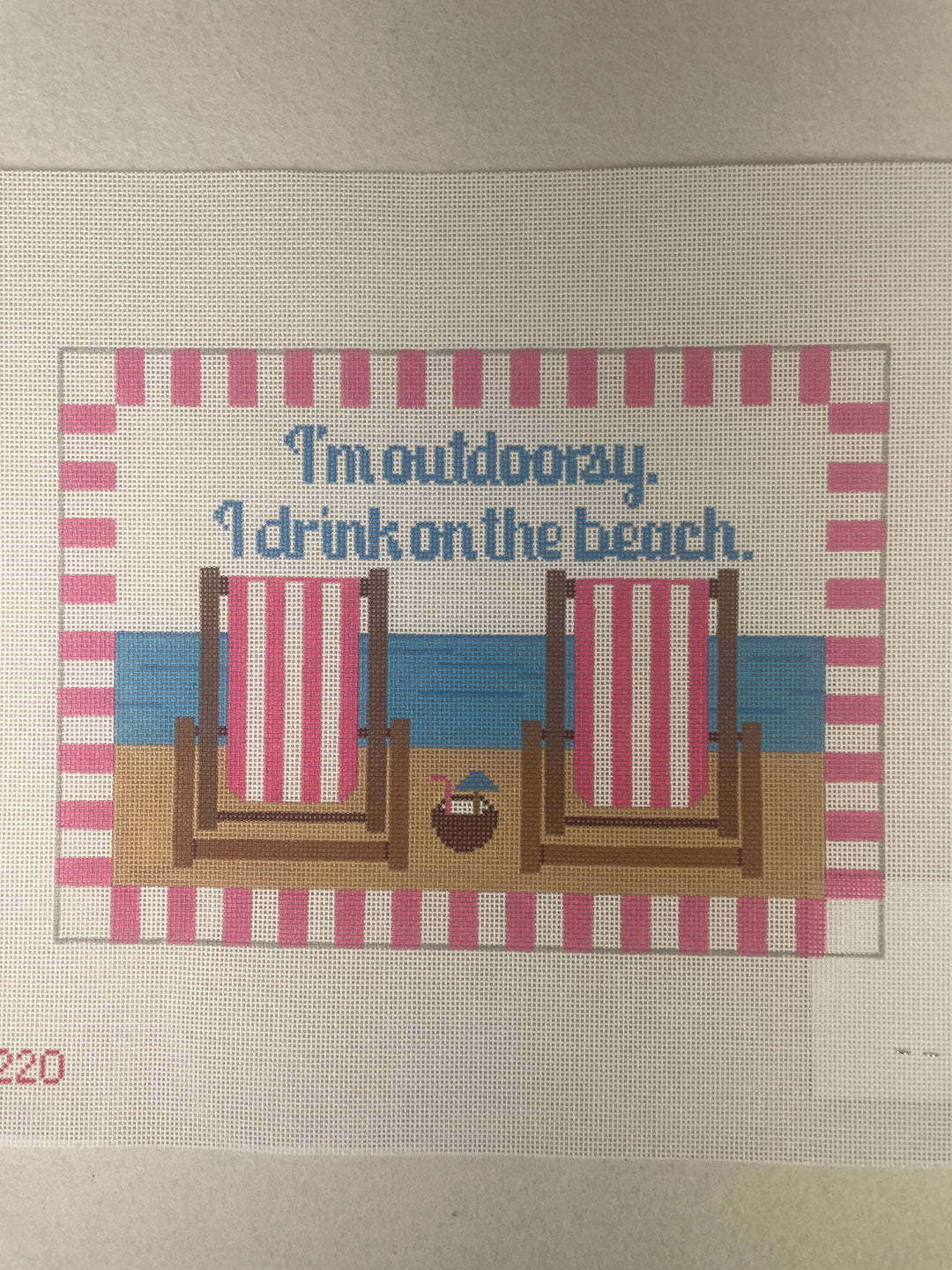Rachel Donley Needlepoint RD220 I'm Outdoorsy, I Drink on the Beach