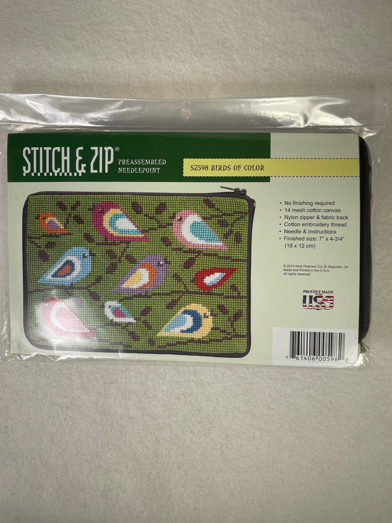 Alice Peterson Stitch and Zip SZ598 Birds of Color Cosmetic
