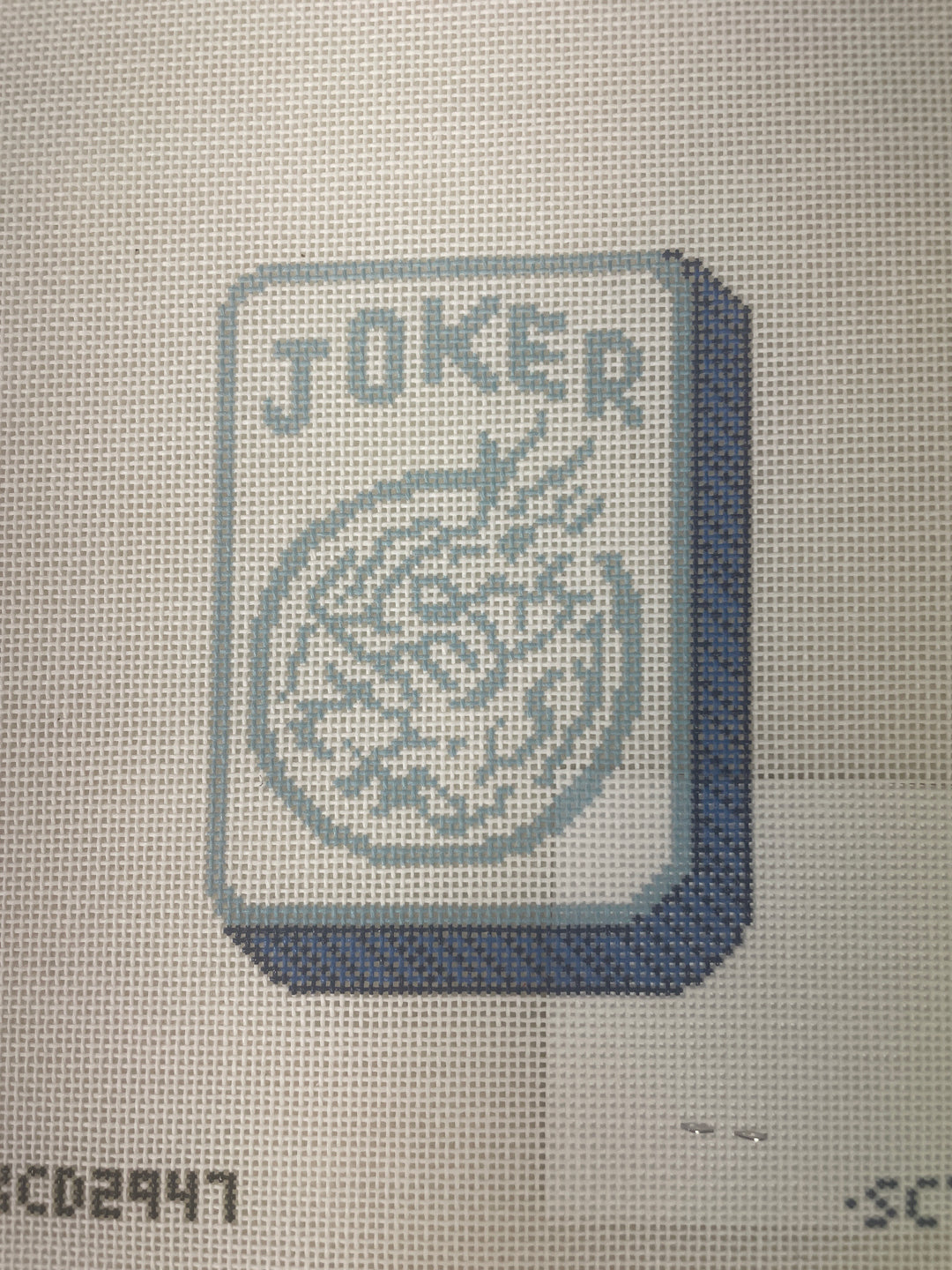 KCN Designers KCD2947 Blue and White Mahjong Joker Printed Canvas
