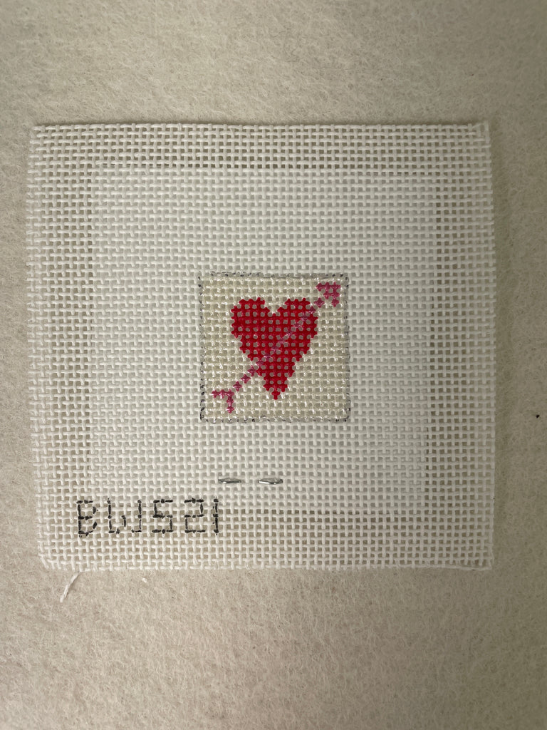 * Blue Waters Needlepoint BW521 Heart with Arrow 1 inch Square