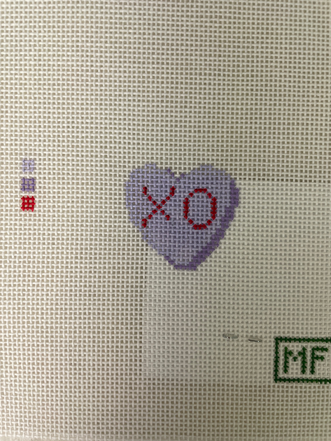 MF Needlepoint Lavender Heart Mini Bag Charm