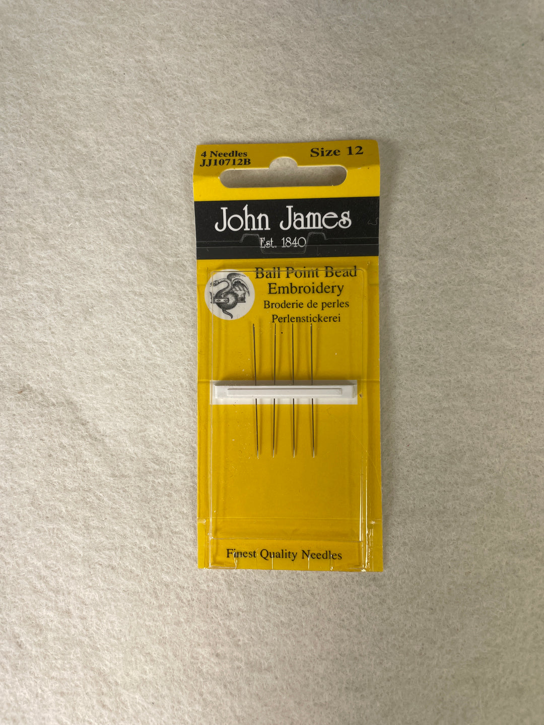 * John James Ball Point Bead Embroidery Needles- Size 12
