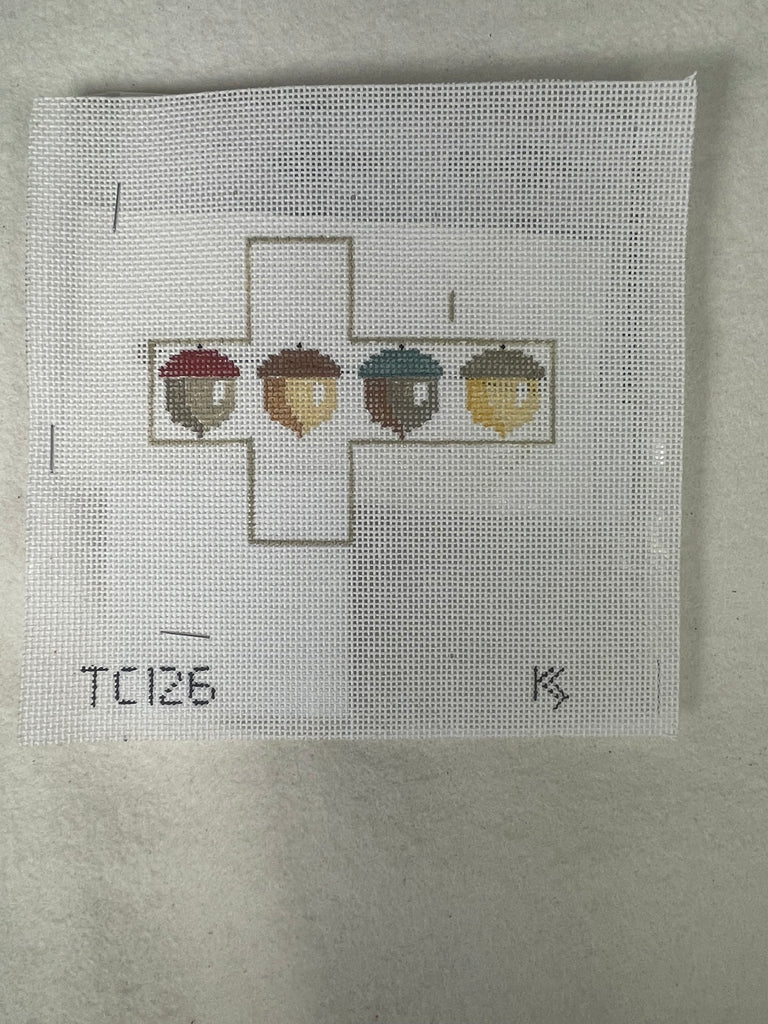 *SALE Kathy Schenkel TC126 Acorns on White Tiny Cube