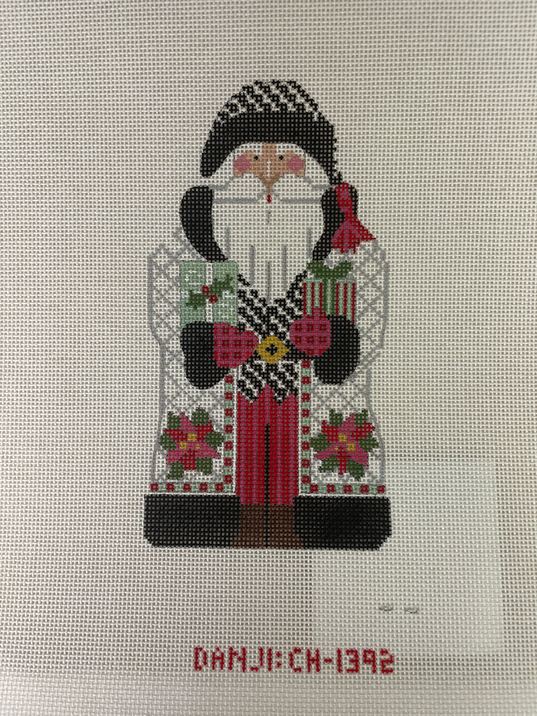 Danji CH1392 Father Christmas- White with Poinsettias