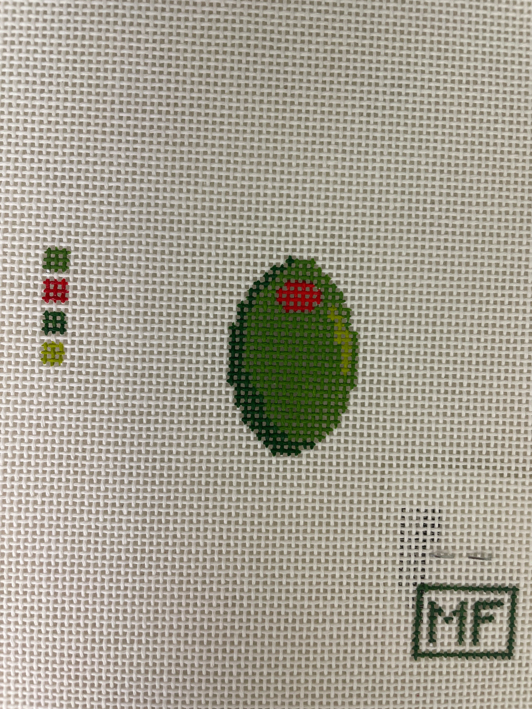 MF Needlepoint Olive Mini Bag Charm