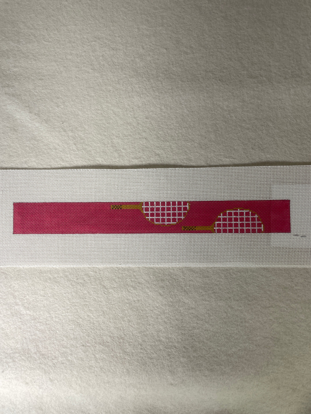 *Elm Tree Needlepoint Designs KC2540E Tennis Rackets- Pink Loop Key Chain
