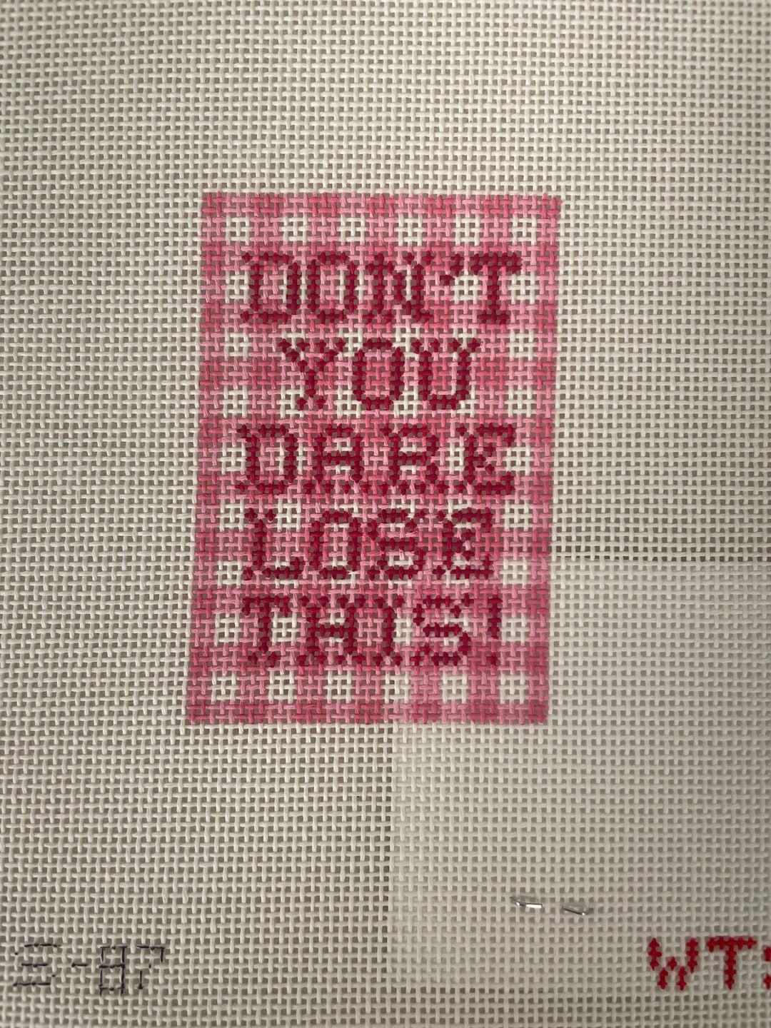 * What's the Stitch Needlepoint / Don't You Dare Lose This Luggage Tag
