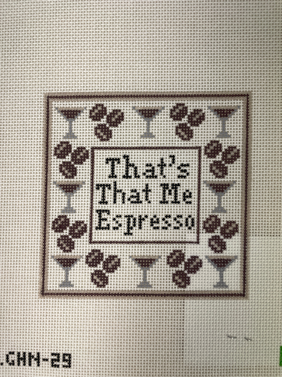 Mopsey Designs/ Green Heart Needlepoint 29 That's That Me Espresso Coaster