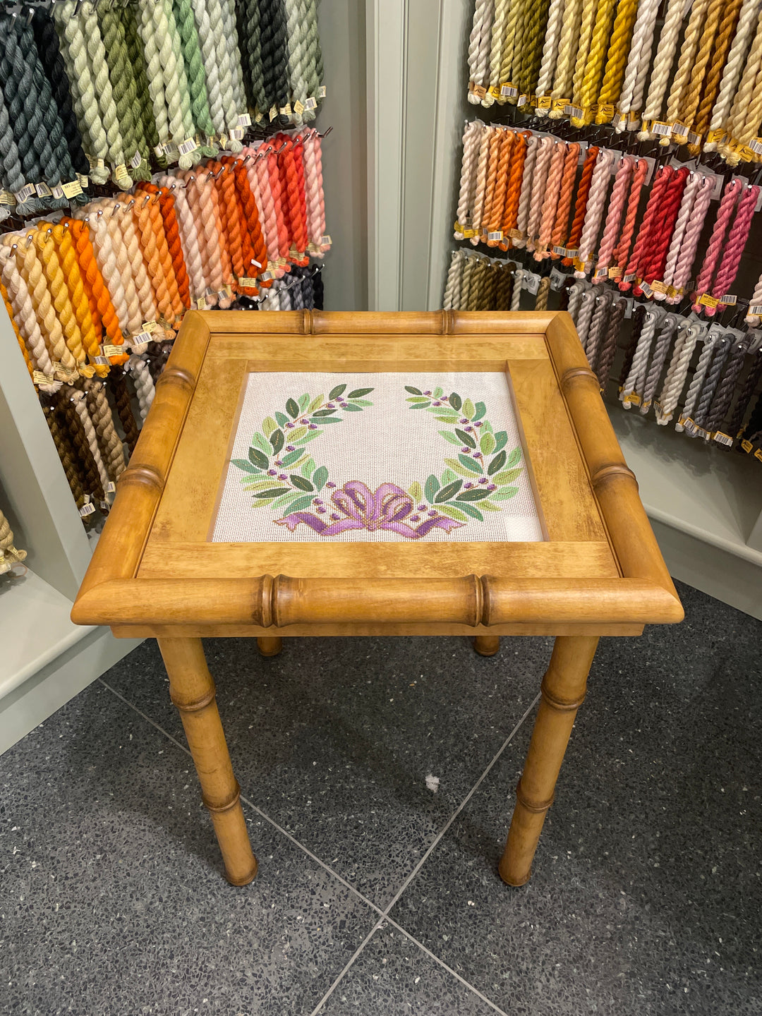 NRiched Needlepoint Self Finishing Bamboo Needlepoint Table- Natural