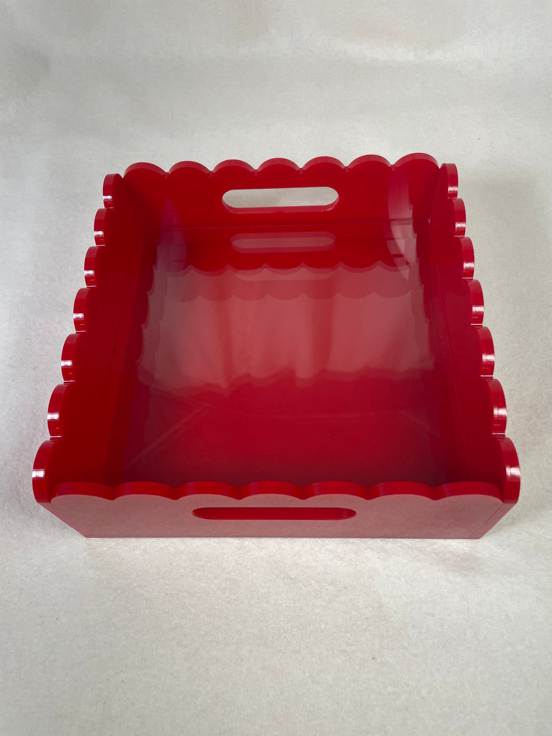 Penny Linn Designs Scallop Acrylic Trays-  8x8 Square - RED