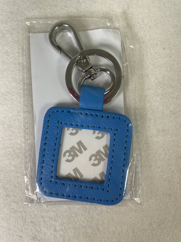 * Blue Waters Needlepoint Leather Key Fob-  Swell with Silver Hardware