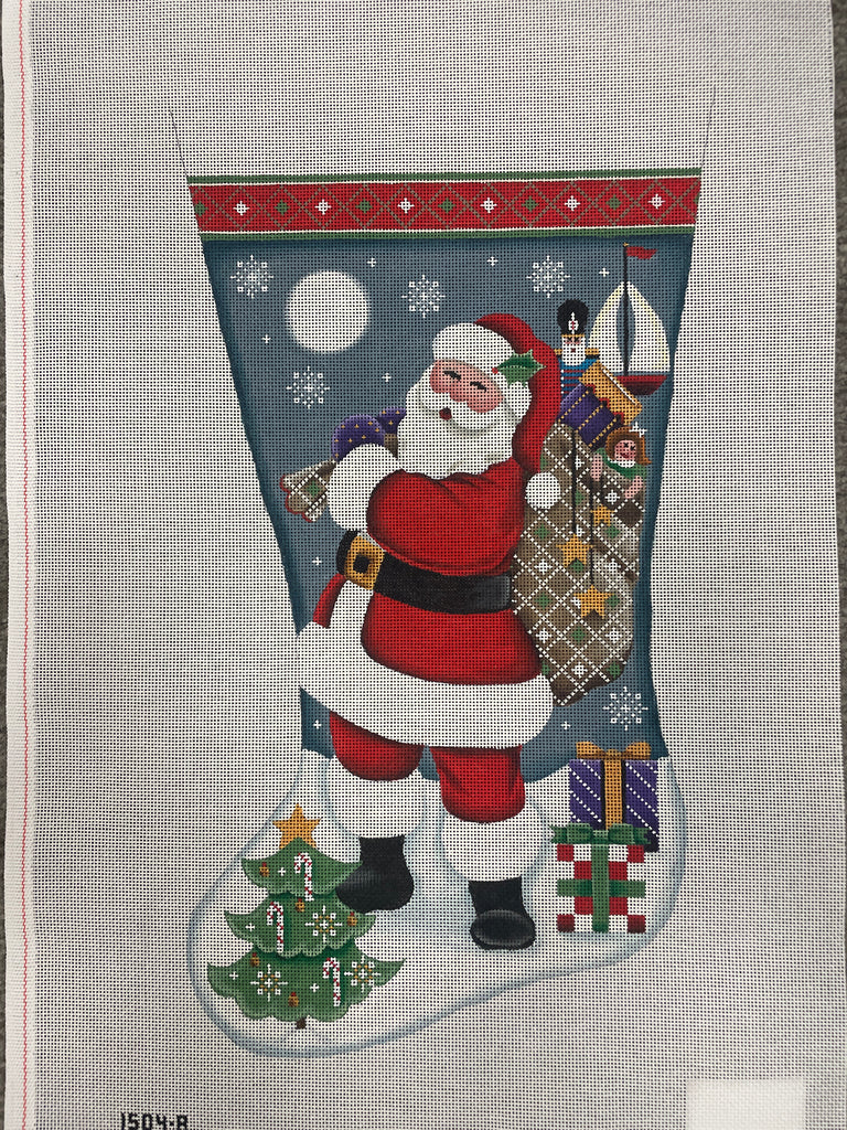 * Rebecca Wood 1504A Santa's Bag of Toys Stocking- Left Facing- 13m
