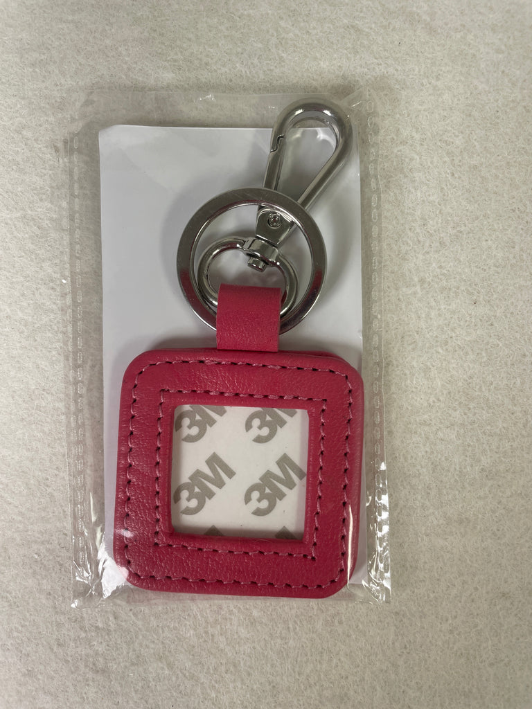 * Blue Waters Needlepoint Leather Key Fob- Hot Pink with Silver Hardware