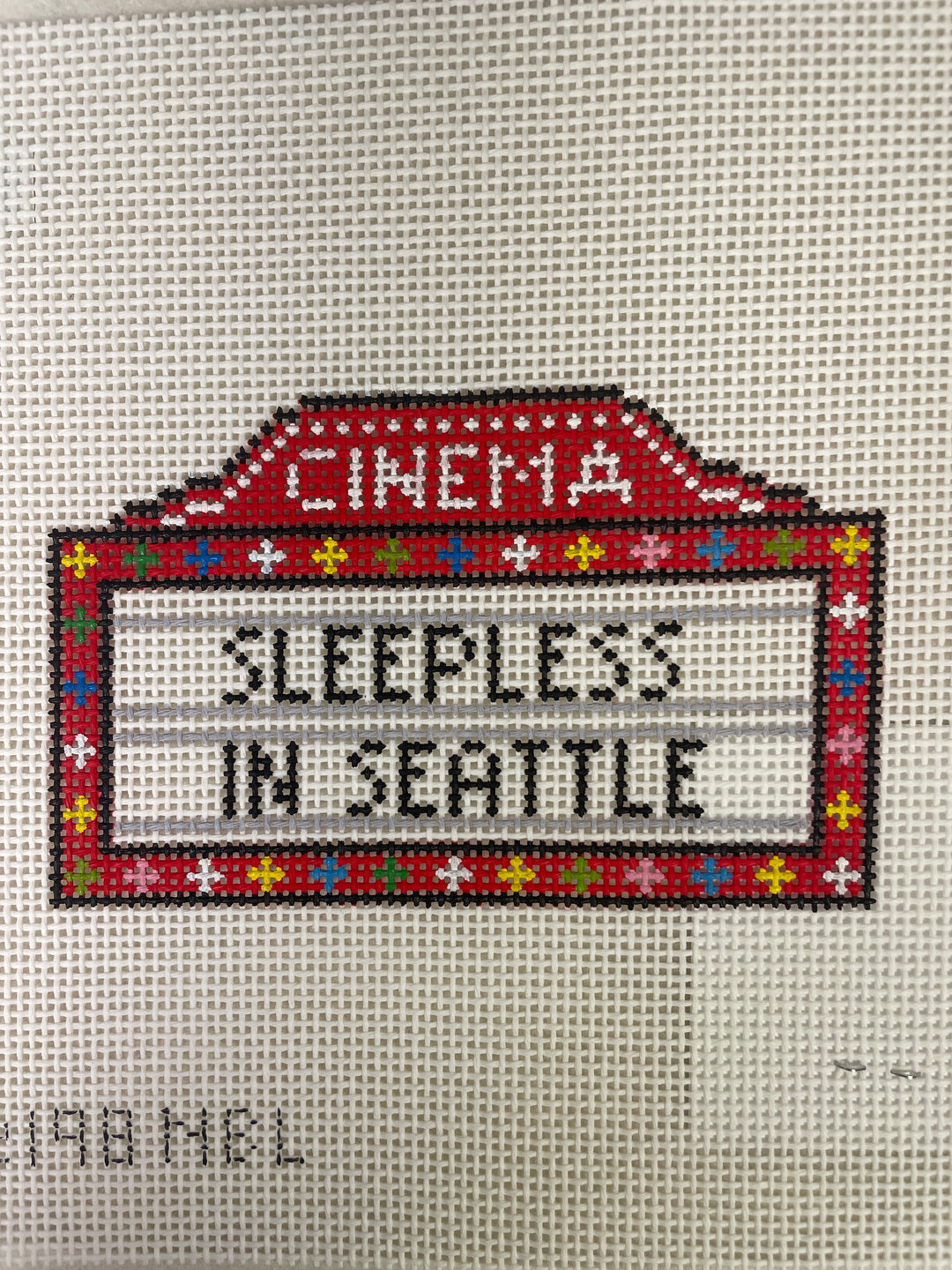 * Blue Waters Needlepoint / Needlepoint by Laura 2198 Marquee- Sleepless in Seattle