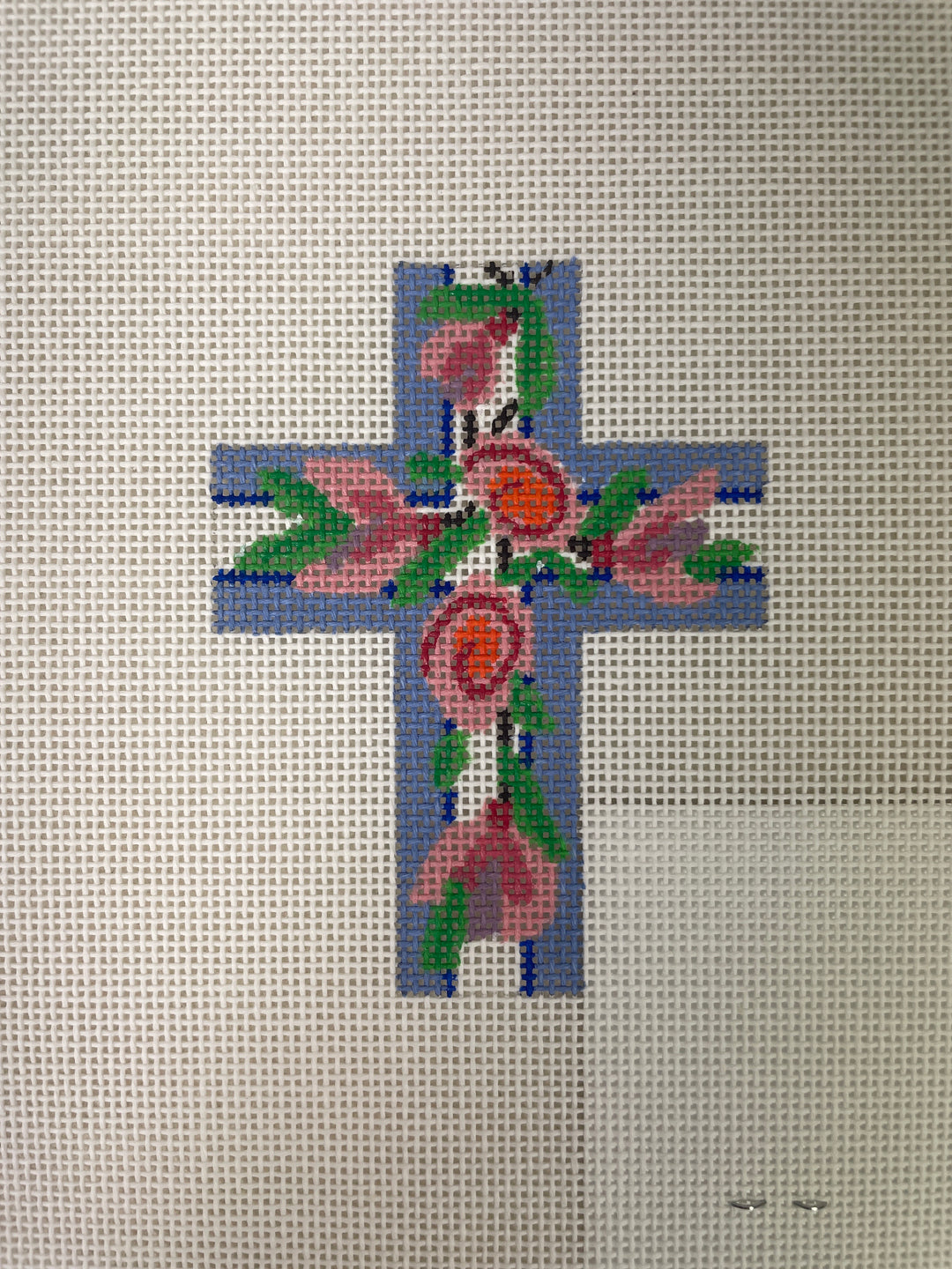 * Ann Wheat Pace 102F Pink Floral with Blue Cross