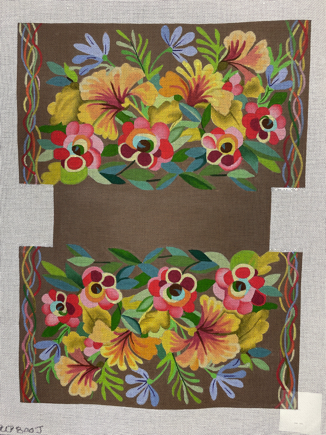 * Ann Wheat Pace 800J Large Brown Floral Bag Canvas