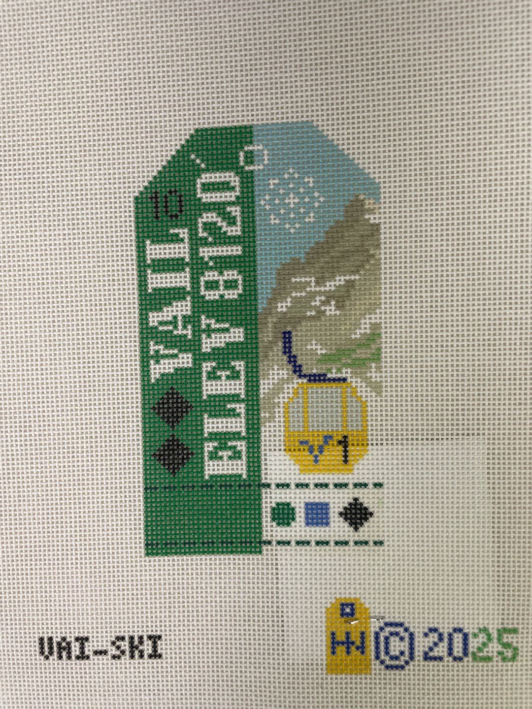 * Hedgehog Needlepoint VAI-SKI Vail Ski Pass