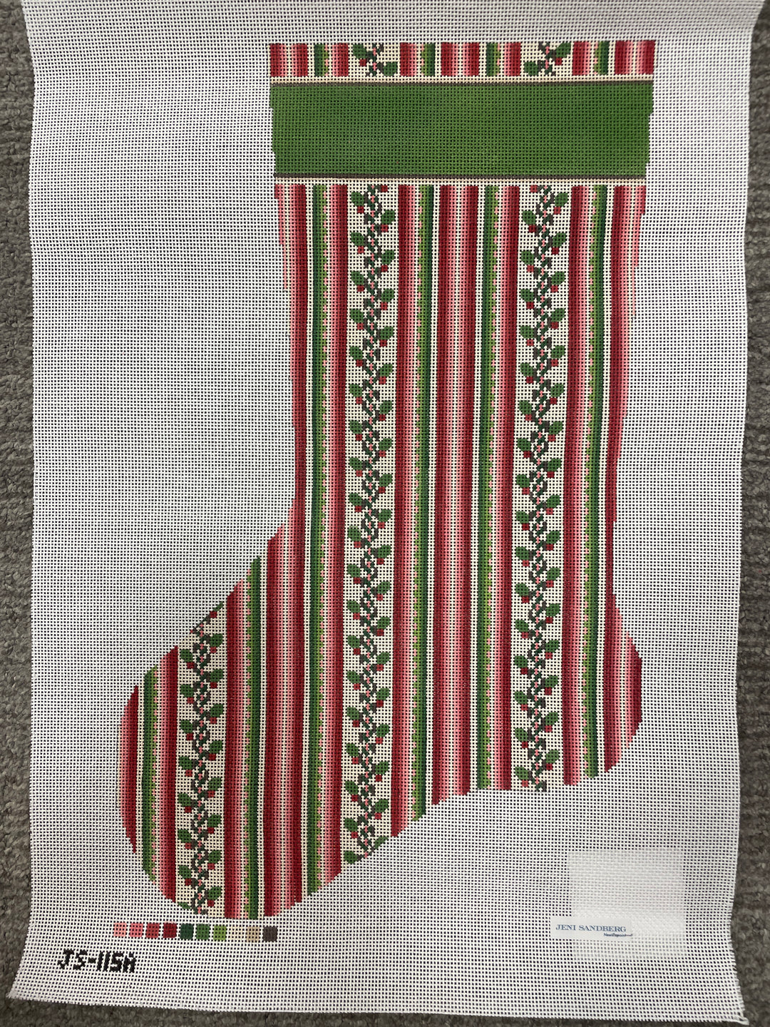 *SALE Jeni Sandberg JS1115A French Stripe Christmas Stocking- Red