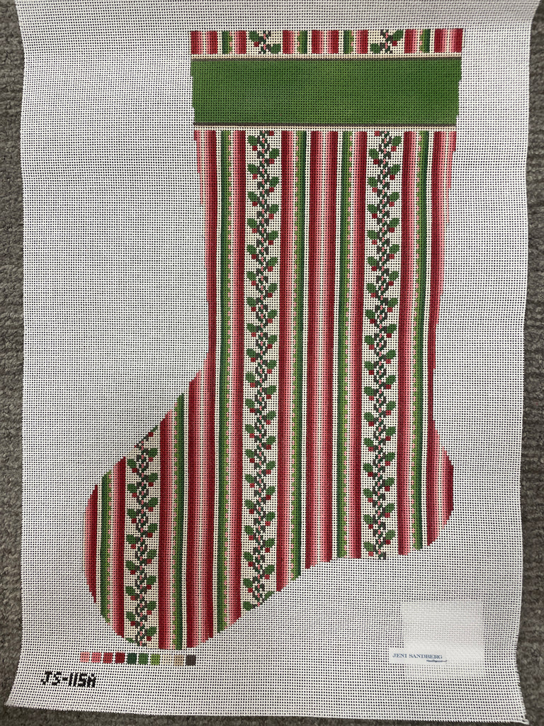 * Jeni Sandberg JS1115A French Stripe Christmas Stocking- Red