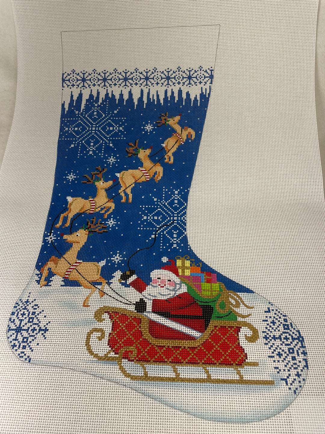 Alice Peterson 2786 Santa and Reindeer in Flight Stocking